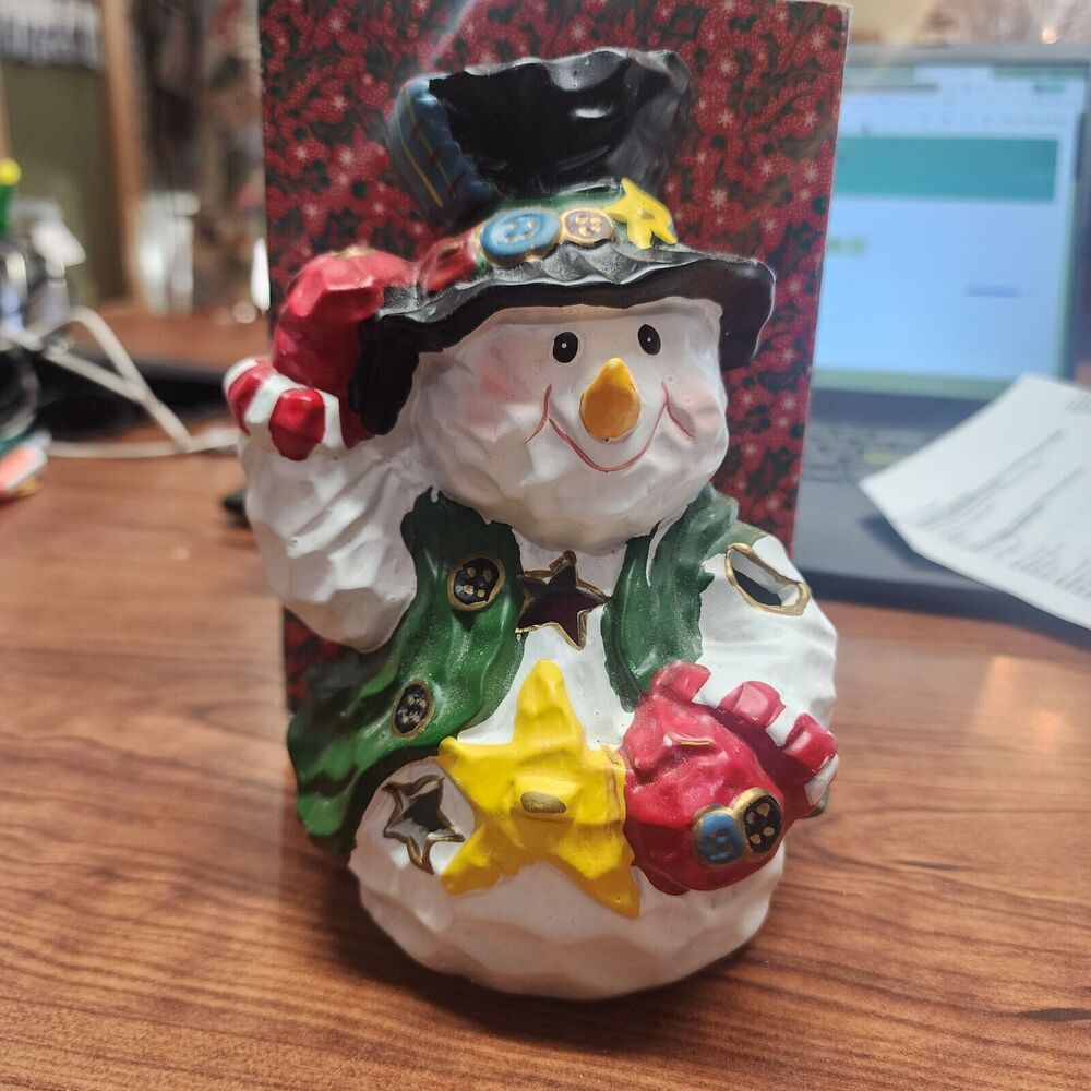 Vintage Snowman Tea Light Winter Candle Christmas
